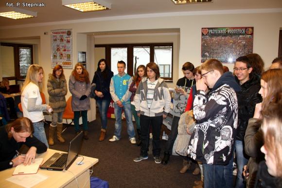 Sztab WOŚP z Zespołu Szkół w Żychlinie u Jurka Owsiaka