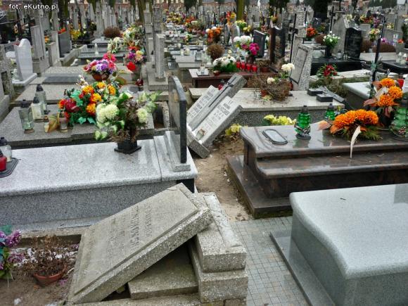 Wiatr grasował na cmentarzu?