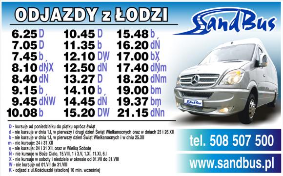 Nowe rozkłady SandBus: Kutno- Łódź i Kutno- Żychlin