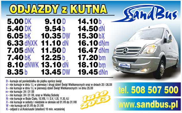 Nowe rozkłady SandBus: Kutno- Łódź i Kutno- Żychlin