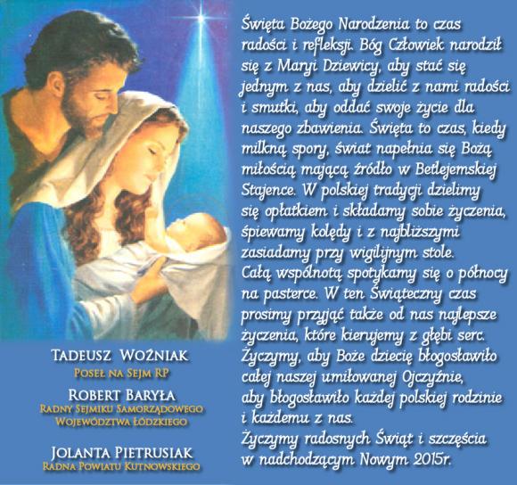 Radosnych Świąt Bożego Narodzenia i szczęśliwego Nowego Roku