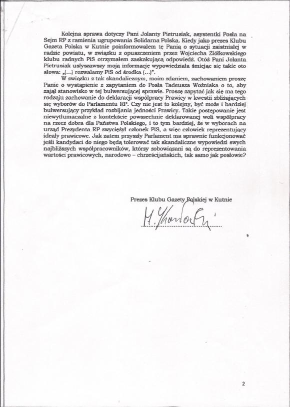 Ziółkowski: Nie zmieniam poglądów, chcę zrobić porządek. Klub Gazety Polskiej żąda zrzeczenia się mandatu