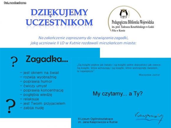Czytaliśmy przy fontannie i nie tylko - Ogólnopolski Dzień Głośnego Czytania