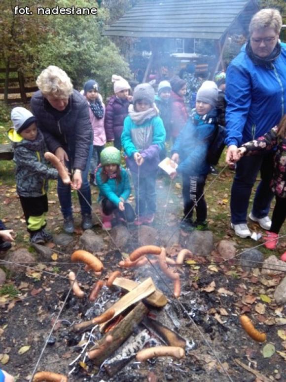 Przedszkolaki na ścieżce edukacyjnej w raciborowskim lesie