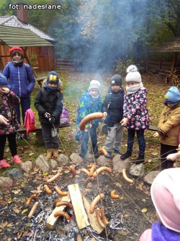Przedszkolaki na ścieżce edukacyjnej w raciborowskim lesie