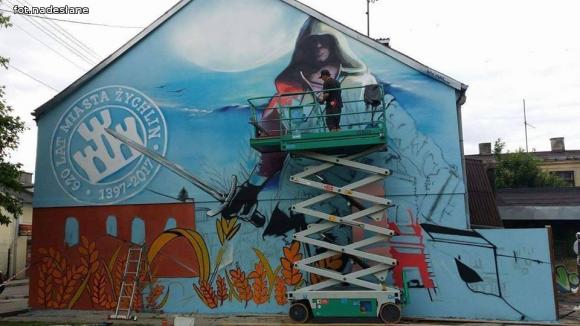 Super mural w Żychlinie. Piknik DoMOStwa