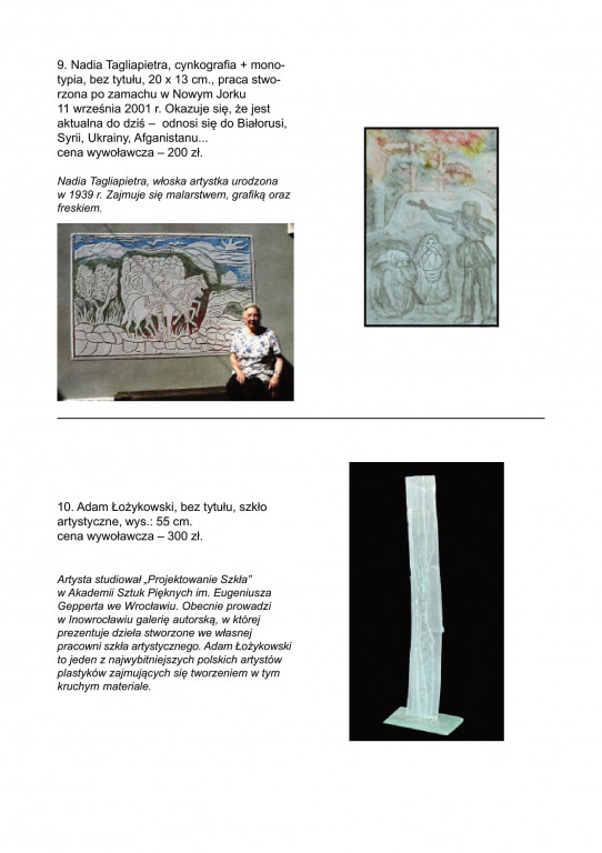 Katalog prac na aukcję