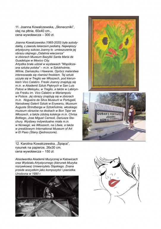Katalog prac na aukcję