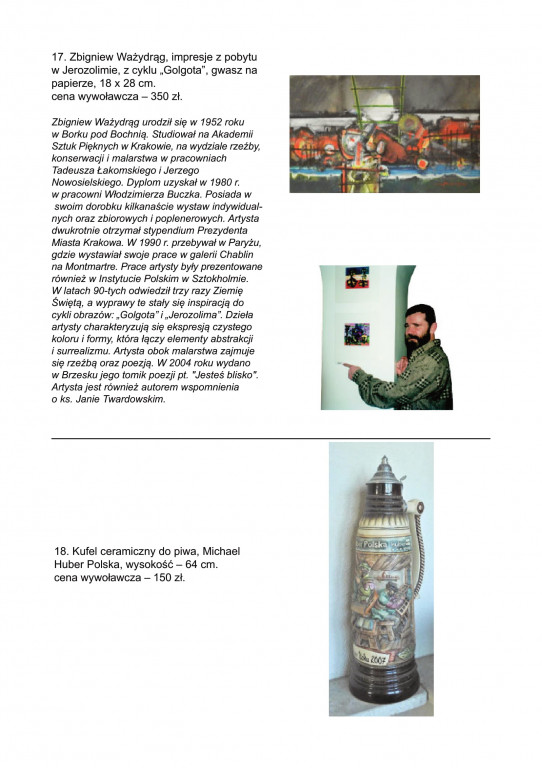 Katalog prac na aukcję