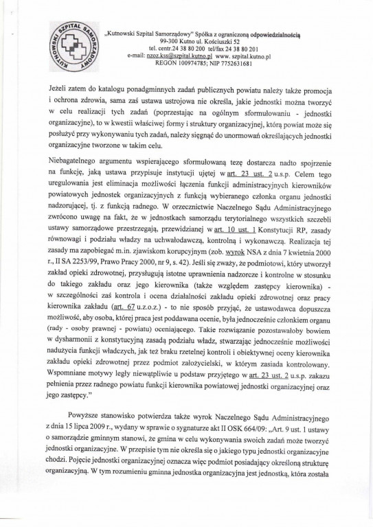 Prezes szpitala odpowiada