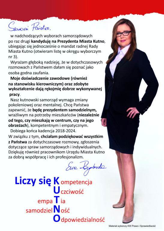 Ewa Rzymkowska Kandydatka na Prezydenta Kutna