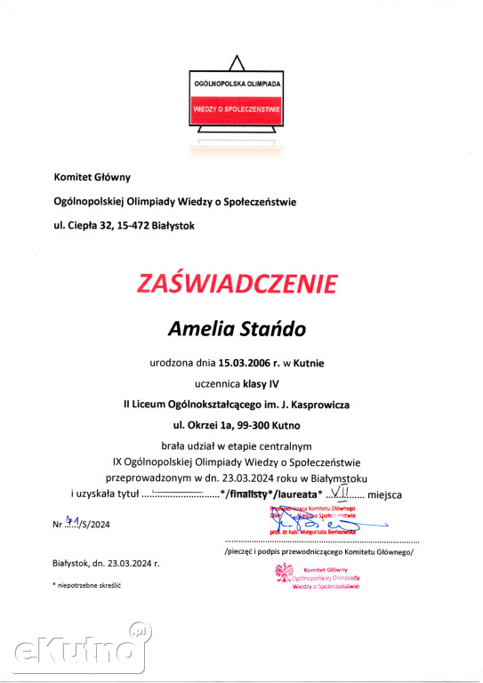 Amelia Stańdo najlepsza