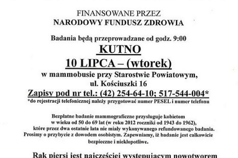 Mammobus we wtorek  przy starostwie