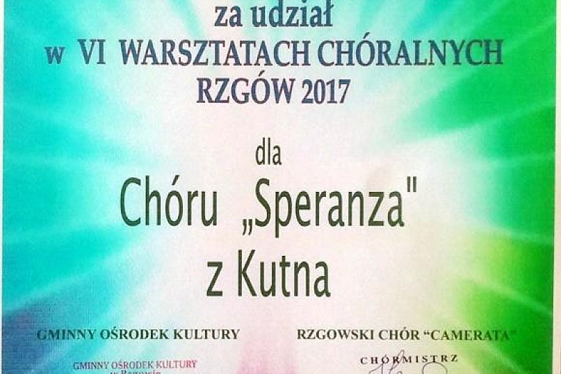 Stowarzyszenie Chór Speranza na warsztatach chóralnych w Rzgowie
