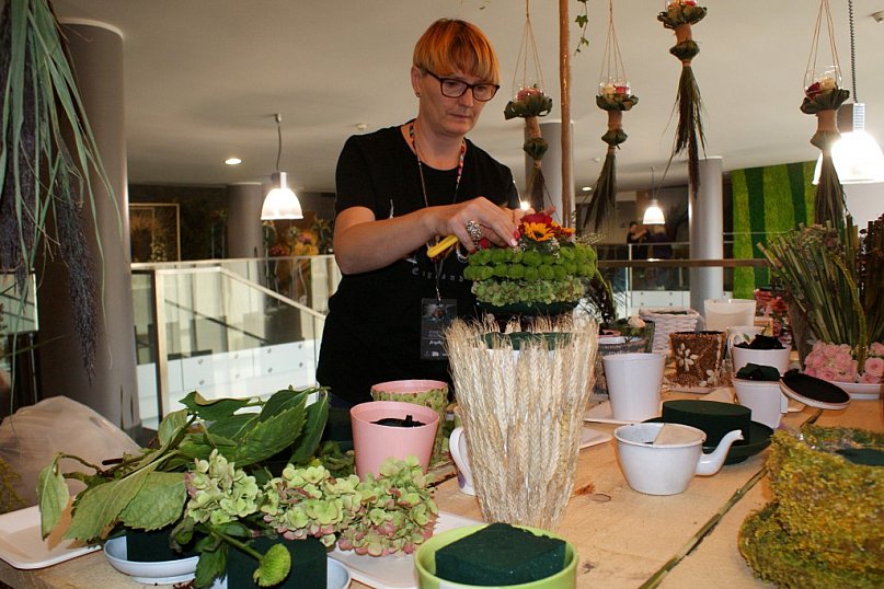 Przygotowania do wystawy róż