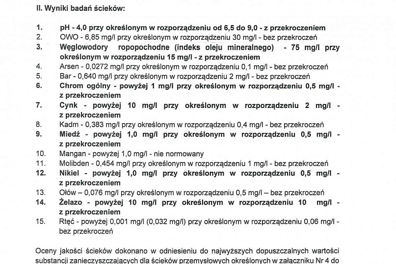 Przekroczenia norm na Majdanach