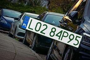 Tablice z zielonymi napisami na kolejnych autach. Nie chodzi o "elektryki"-72984