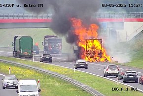 Pożar ciężarówki z makulaturą na A1 Strzelce-Wieszczyce