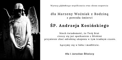 Kondolencje dla Urszuli Kosińskiej i Marzeny Woźniak z Rodzinami