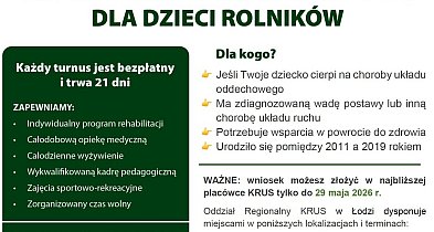 Bezpłatne turnusy rehabilitacyjne dla dzieci rolników