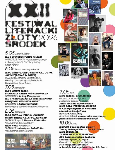 Festiwal Literacki Złoty Środek od środy. M. Świetlicki ponownie w Kutnie