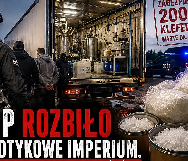Fabryka klefedronu w naczepie tira. Spektakularna akcja CBŚP pod Kutnem! Obejrzyj