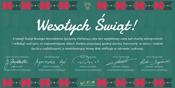 Marszałek Województwa Łódzkiego składa świąteczne życzenia