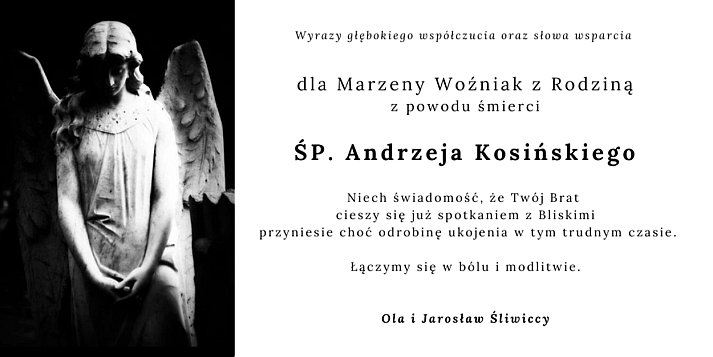 Kondolencje dla Urszuli Kosińskiej i Marzeny Woźniak z Rodzinami