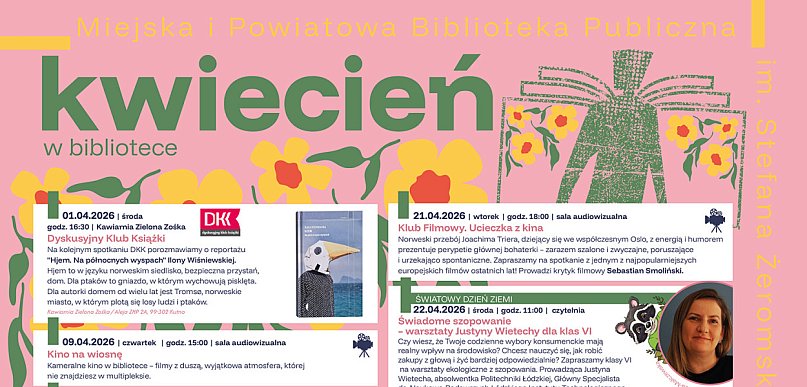 Kwiecień w bibliotece: Strefa Młodych, K. i D. Olbrychscy, Rok Wajdy