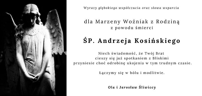 Kondolencje dla Urszuli Kosińskiej i Marzeny Woźniak z Rodzinami