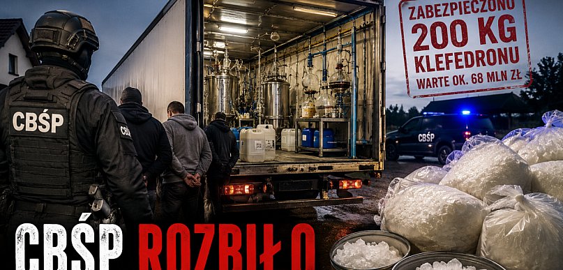 Fabryka klefedronu w naczepie tira. Spektakularna akcja CBŚP pod Kutnem! Obejrzyj