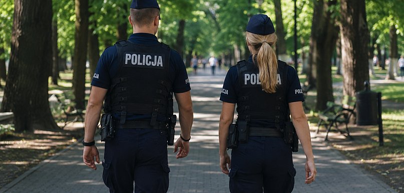 Piesze patrole w parku nad Ochnią: mężczyzna z narkotykami i dziecko bez kasku