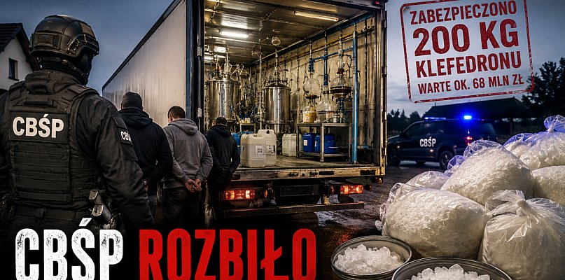 Fabryka klefedronu w naczepie tira. Spektakularna akcja CBŚP pod Kutnem! Obejrzyj