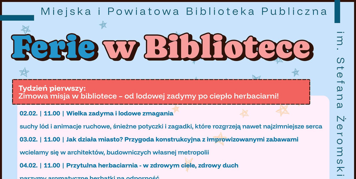 Trwają zapisy na Ferie w Bibliotece: zimowa misja, herbatki i wyplatanie