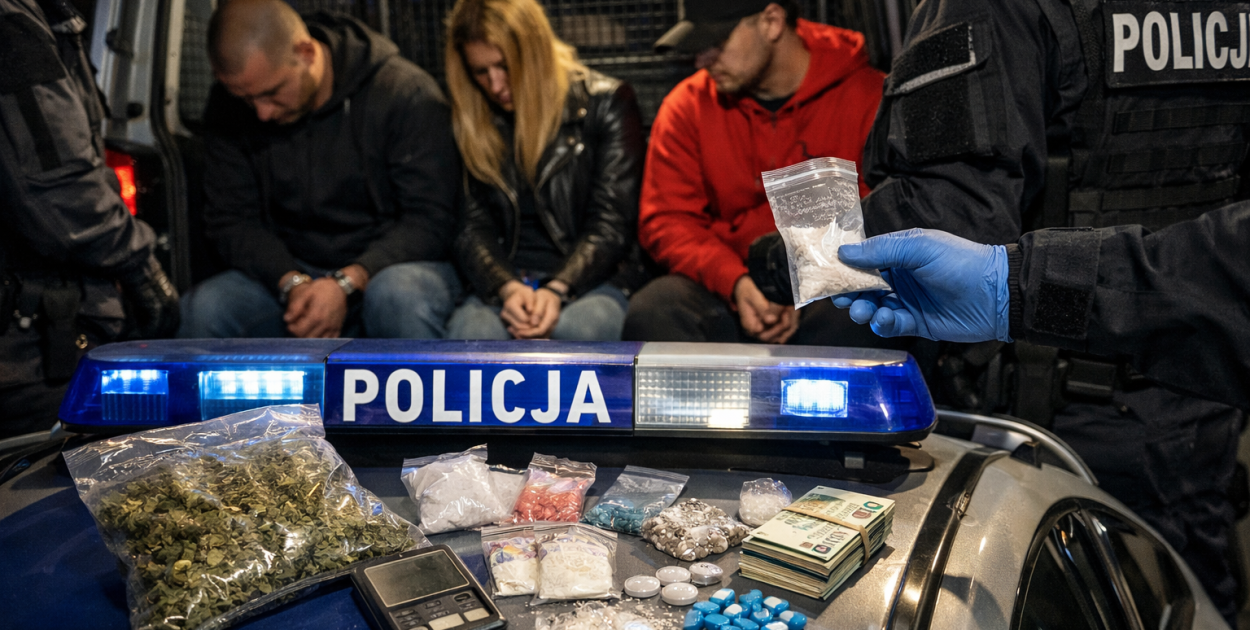 Policyjna kontrola zakończona zatrzymaniem. Narkotyki u kierowcy i w pojeździe
