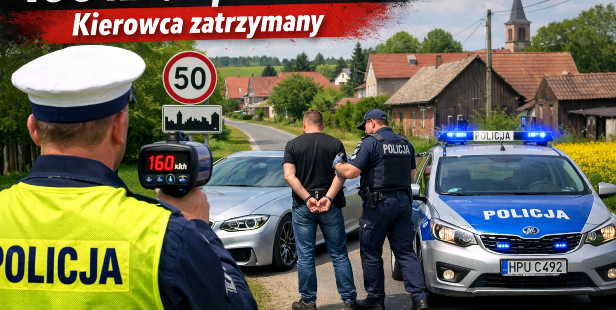 Pruł 160 km/h przez Nową Wieś! Bandyta drogowy zatrzymany