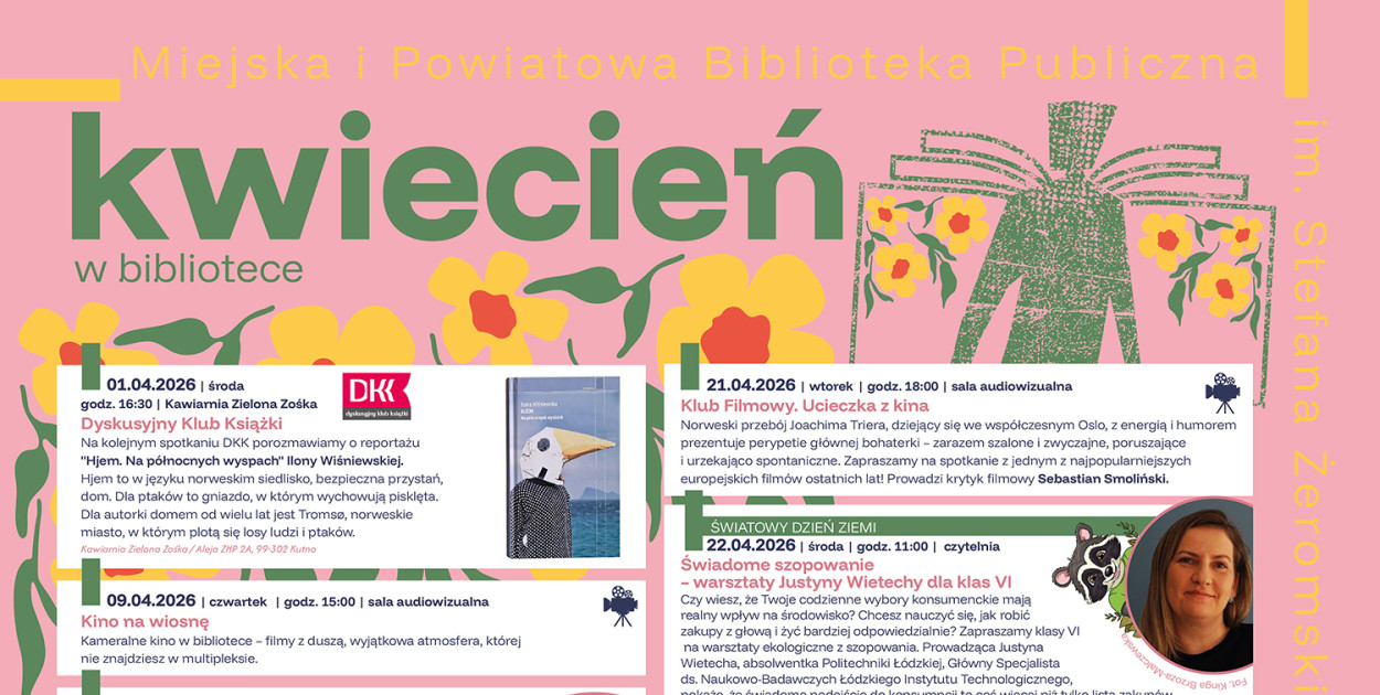 Kwiecień w bibliotece: Strefa Młodych, K. i D. Olbrychscy, Rok Wajdy